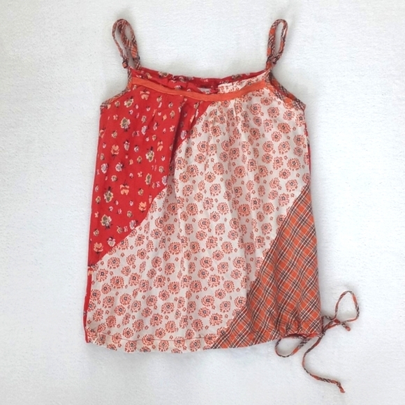 *Relisted* 🌿 Charlotte Russe Orange Patchwork Floral Top Adjustable Straps S - Picture 8 of 8